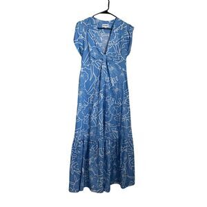 Steve Madden Blue Floral Twist Front Midi Dress – Size M